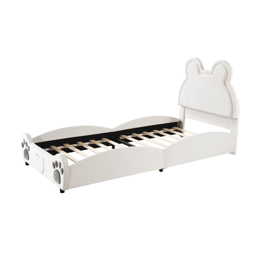 Cama de criança,cama de solteiro de veludo 90x200 cm,branco