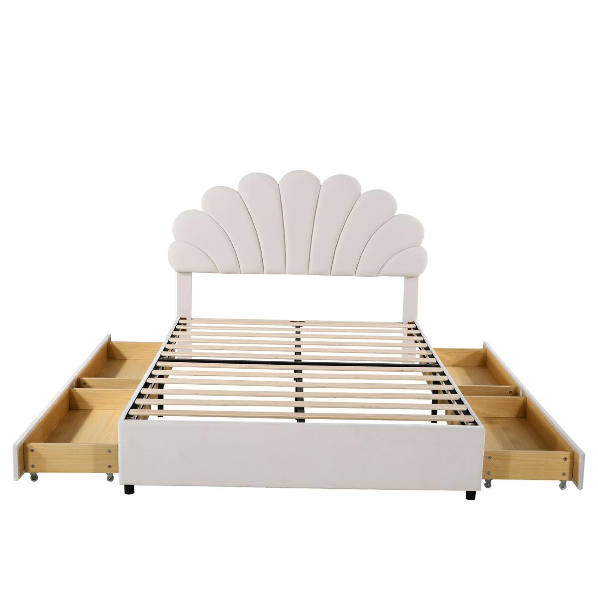 Cama infantil,cama de matrimonio de terciopelo 140x200 cm,beige