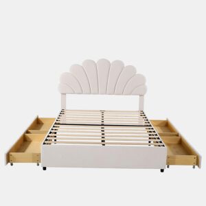 Cama de criança,cama de casal de veludo 140x200 cm,bege