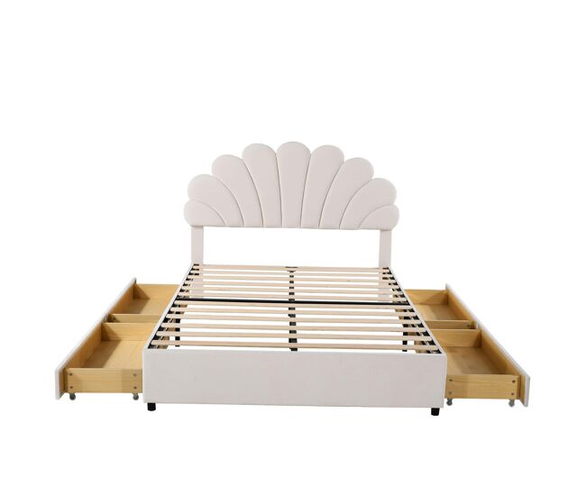 Cama infantil,cama de matrimonio de terciopelo 140x200 cm,beige