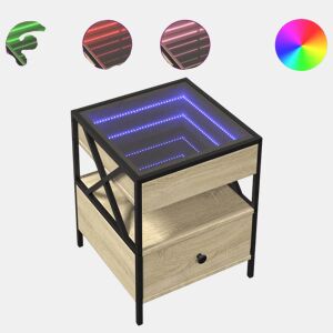 Mesa de Centro, Mesa baixa, luzes LED Infinity 40x40x51 cm carvalho sonoma