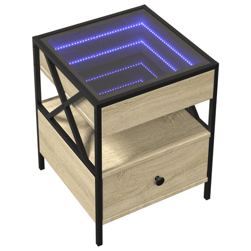 Mesa de Centro, Mesa baixa, luzes LED Infinity 40x40x51 cm carvalho sonoma