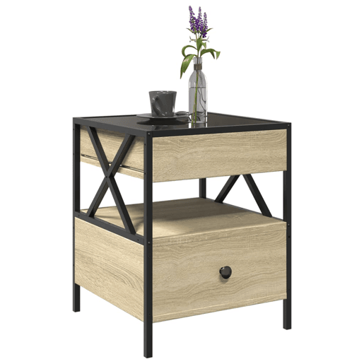 Mesa de Centro, Mesa baixa, luzes LED Infinity 40x40x51 cm carvalho sonoma