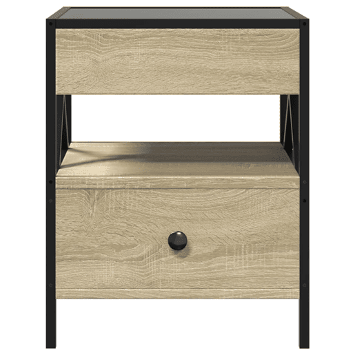Mesa de Centro, Mesa baixa, luzes LED Infinity 40x40x51 cm carvalho sonoma