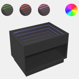 Mesa de Centro, Mesa baixa, luzes LED Infinity 70x50x50 cm preto