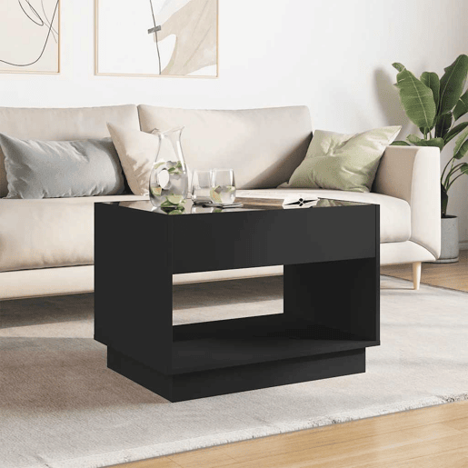Mesa de Centro, Mesa baixa, luzes LED Infinity 70x50x50 cm preto