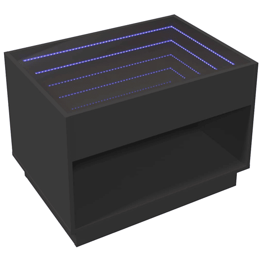 Mesa de Centro, Mesa baixa, luzes LED Infinity 70x50x50 cm preto