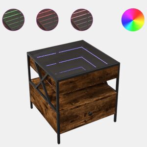 Mesa de Centro, Mesa baixa, luzes LED Infinity 50x50x51 cm carvalho fumado