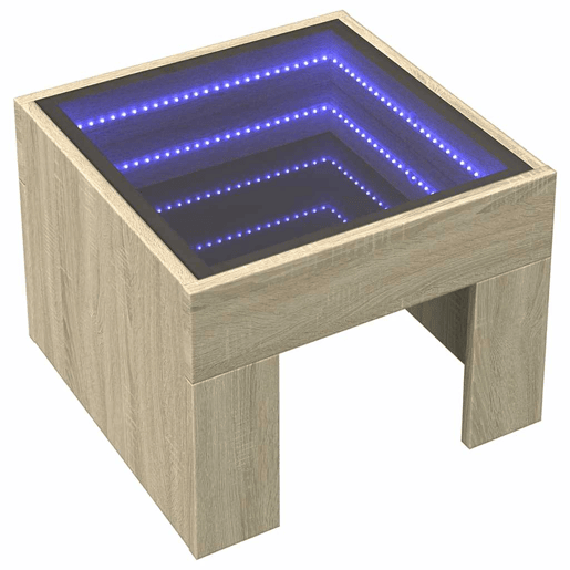 Mesa de Centro, Mesa baixa, luzes LED Infinity 40x40x30 cm carvalho sonoma