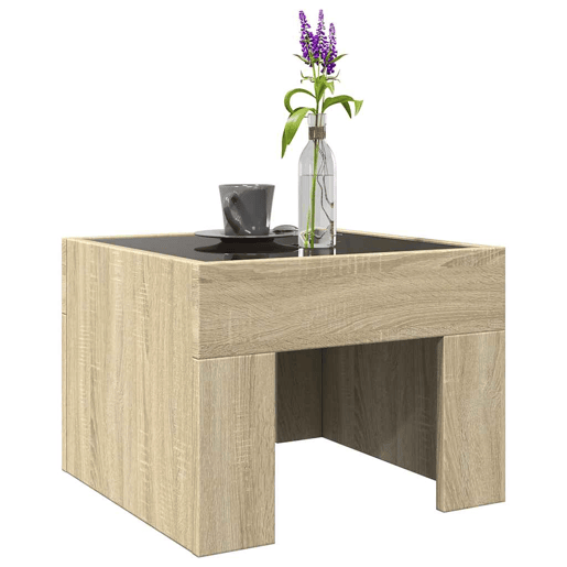 Mesa de Centro, Mesa baixa, luzes LED Infinity 40x40x30 cm carvalho sonoma