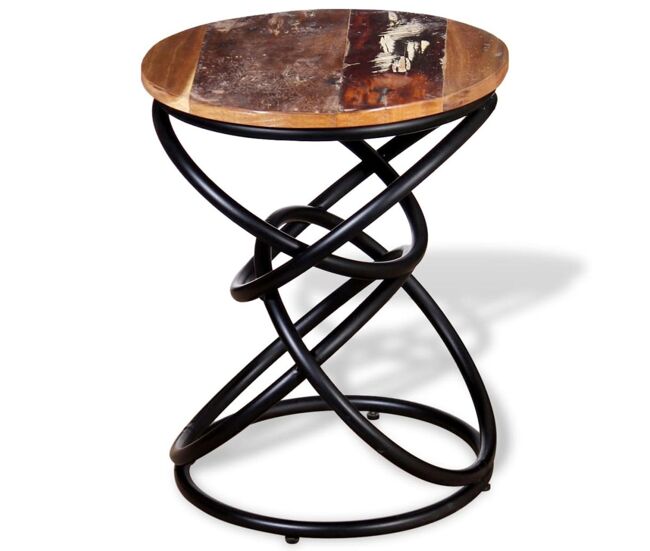 Mesa auxiliar Sucre madera maciza reciclada roble/negro Ø40x50 cm