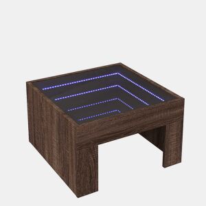 Mesa de Centro, Mesa baixa, luzes LED Infinity 50x50x30 cm carvalho castanho