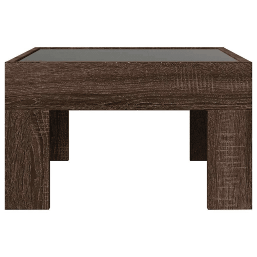 Mesa de Centro, Mesa baixa, luzes LED Infinity 50x50x30 cm carvalho castanho