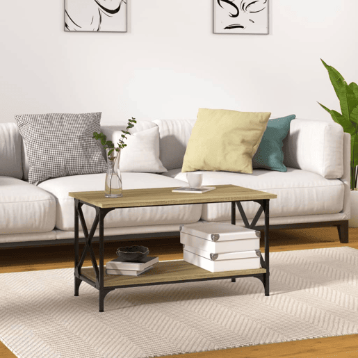 Mesa de Centro, Mesa baixa, 80x45x45 cm deriv. madeiraferro carvalho sonoma