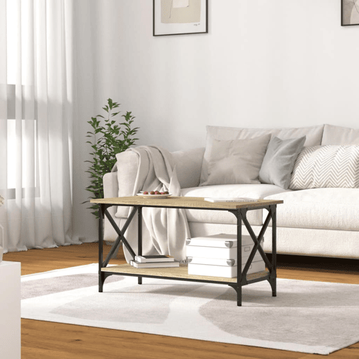 Mesa de Centro, Mesa baixa, 80x45x45 cm deriv. madeiraferro carvalho sonoma