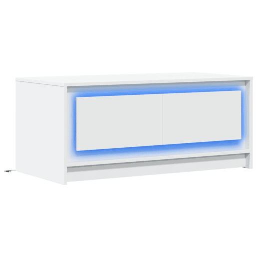Mesa de Centro, Mesa baixa, com luzes LED derivados de madeira branco