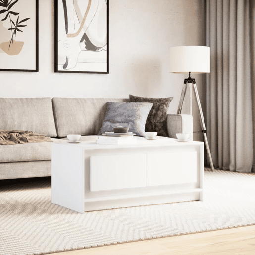 Mesa de Centro, Mesa baixa, com luzes LED derivados de madeira branco