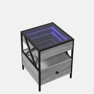 Mesa de Centro, Mesa baixa, luzes LED Infinity 40x40x51 cm cinzento sonoma
