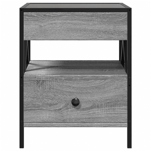 Mesa de Centro, Mesa baixa, luzes LED Infinity 40x40x51 cm cinzento sonoma