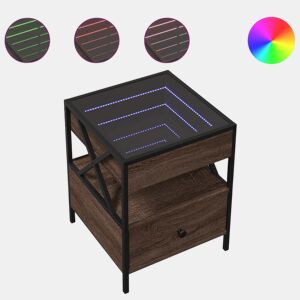 Mesa de Centro, Mesa baixa, luzes LED Infinity 40x40x51 cm carvalho castanho