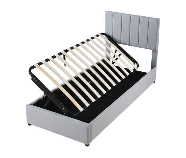 Cama infantil,cama individual de lino 90x200 cm con almacenaje,gris