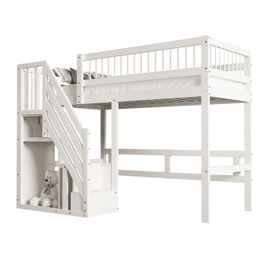 Cama de criança,cama alta de madeira maciça 90x200 cm,branco
