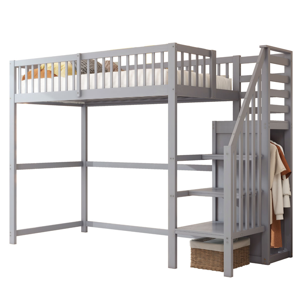 Cama infantil de madera maciza 95x255