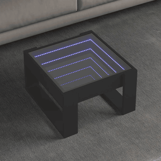 Mesa de Centro, Mesa baixa, luzes LED Infinity 50x53x30 cm preto