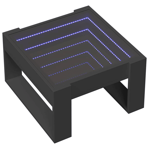 Mesa de Centro, Mesa baixa, luzes LED Infinity 50x53x30 cm preto
