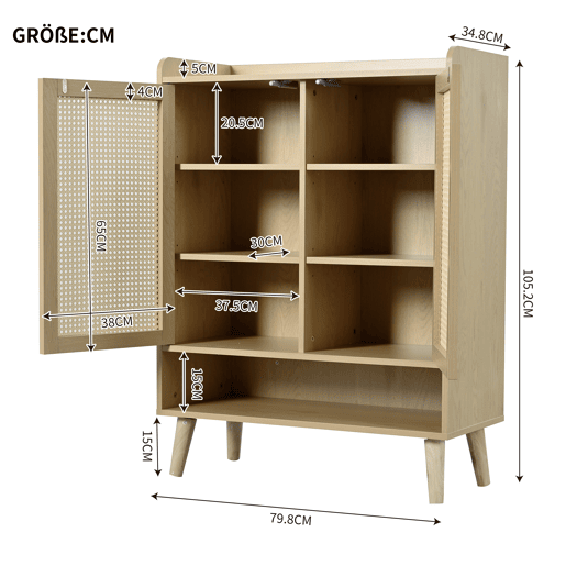 Sapateira de painel de partículas com 2 portas,natural
