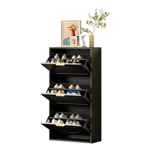 Sapateira de mdf com 3 tabuleiros,preto