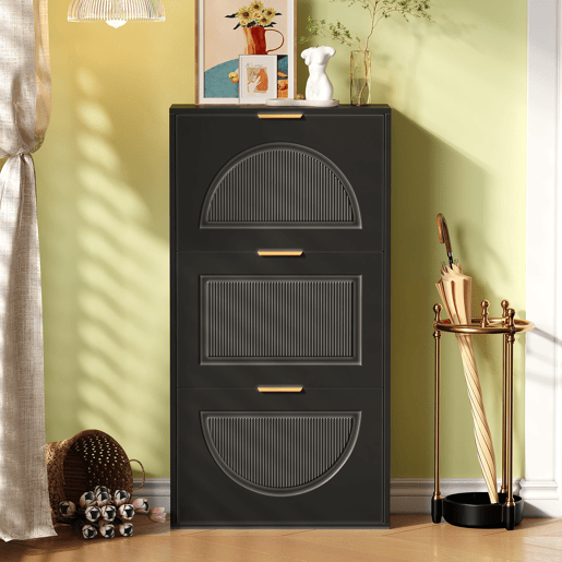 Sapateira de mdf com 3 tabuleiros,preto