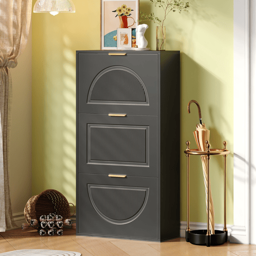 Sapateira de mdf com 3 tabuleiros,preto