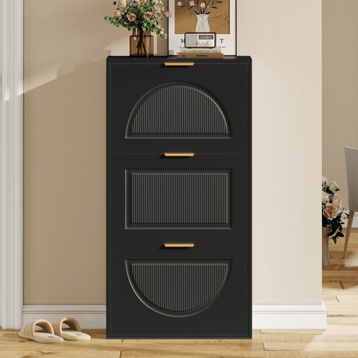 Sapateira de mdf com 3 tabuleiros,preto