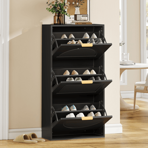 Sapateira de mdf com 3 tabuleiros,preto