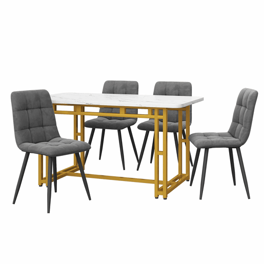 Conjunto de sala de jantar 120x70cm - Mesa de jantar moderna com 4 cadeiras - Cinza