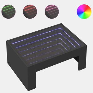 Mesa de Centro, Mesa baixa, luzes LED Infinity 70x50x30 cm preto