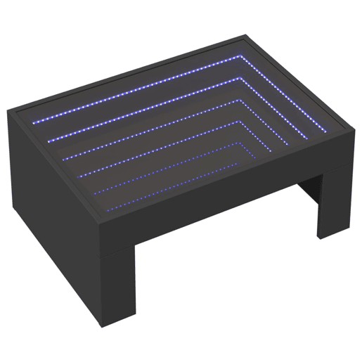 Mesa de Centro, Mesa baixa, luzes LED Infinity 70x50x30 cm preto