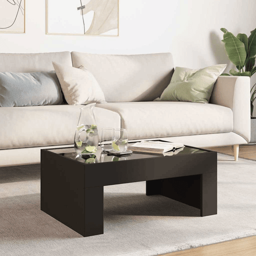 Mesa de Centro, Mesa baixa, luzes LED Infinity 70x50x30 cm preto