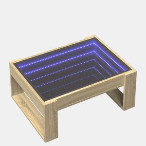 Mesa de Centro, Mesa baixa, luzes LED Infinity 70x53x30 cm carvalho sonoma