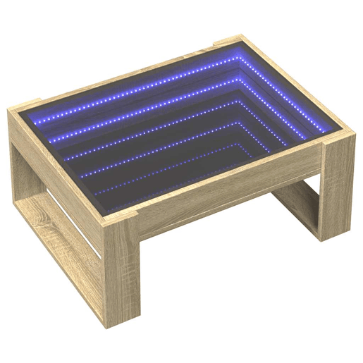 Mesa de Centro, Mesa baixa, luzes LED Infinity 70x53x30 cm carvalho sonoma