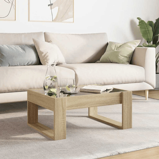 Mesa de Centro, Mesa baixa, luzes LED Infinity 70x53x30 cm carvalho sonoma