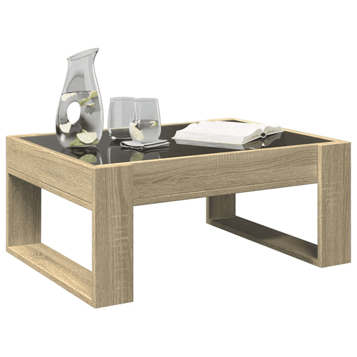 Mesa de Centro, Mesa baixa, luzes LED Infinity 70x53x30 cm carvalho sonoma
