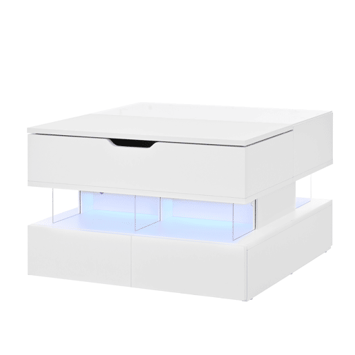 Mesa de centro elevável 16 cores - Vidro, suportes acrílicos - Branco