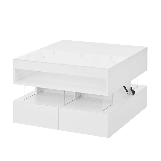 Mesa de centro elevável 16 cores - Vidro, suportes acrílicos - Branco