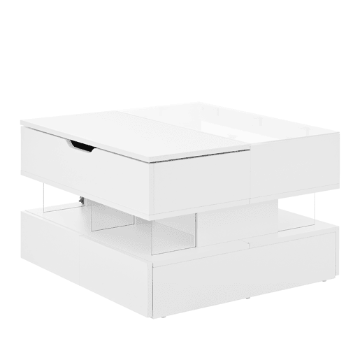 Mesa de centro elevável 16 cores - Vidro, suportes acrílicos - Branco
