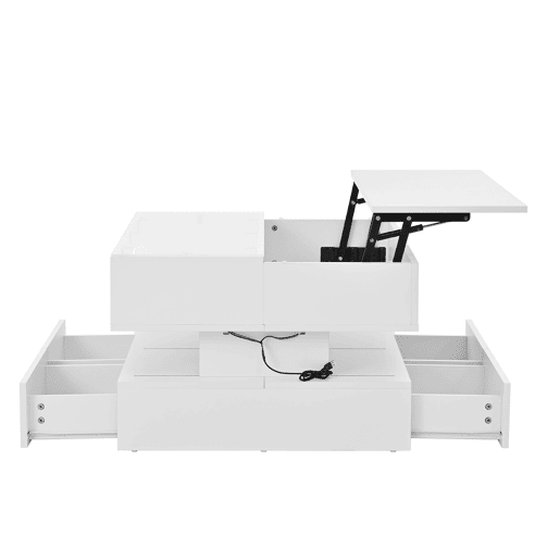Mesa de centro elevável 16 cores - Vidro, suportes acrílicos - Branco