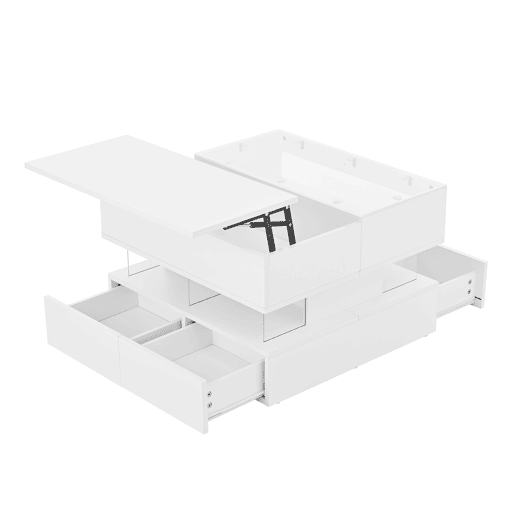 Mesa de centro elevável 16 cores - Vidro, suportes acrílicos - Branco