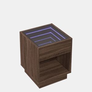 Mesa de Centro, Mesa baixa, luzes LED Infinity 40x40x50 cm carvalho castanho