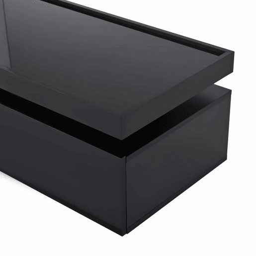 Mesa de centro 95x45x35 cm - LED, 2 gavetas, design geométrico, alto brilho - preto